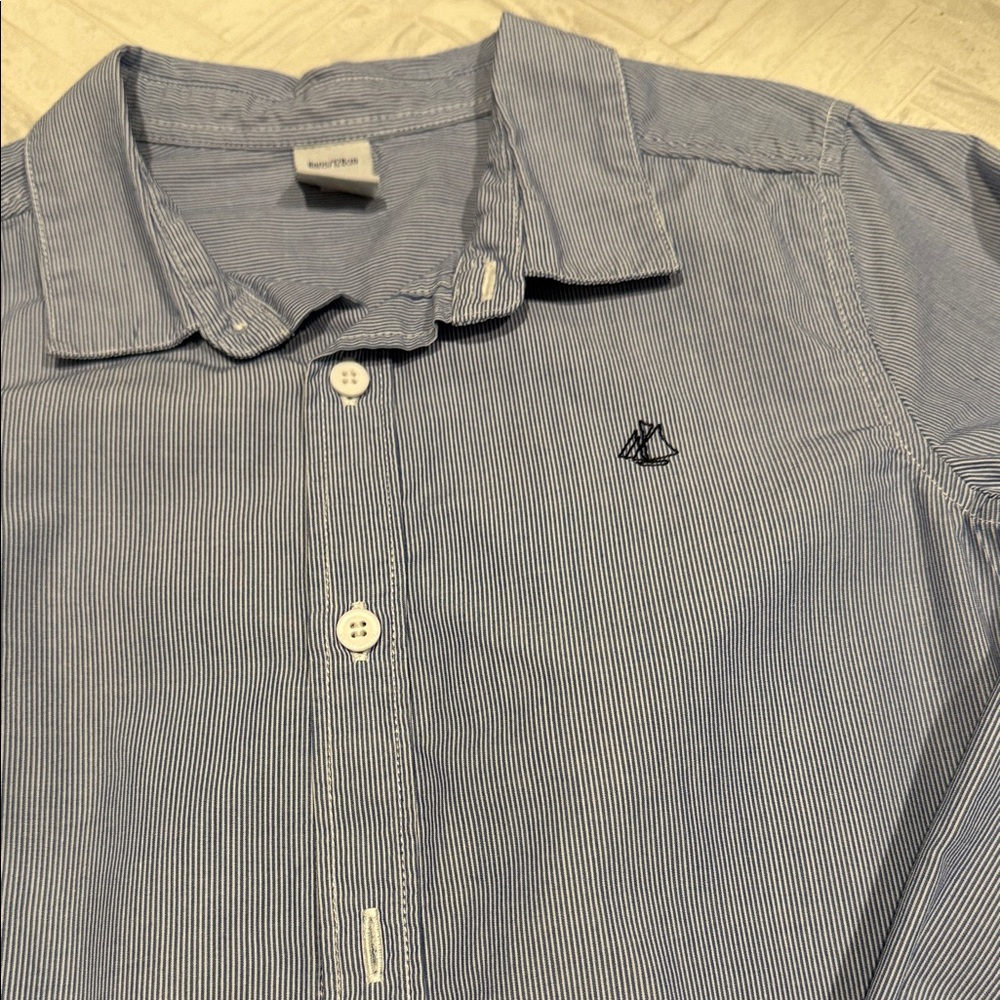 Petit Bateau Boys Light Blue Long-Sleeve Button Shirt, size 8 - Picture 2 of 7